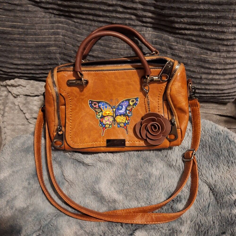 New Faux Leather Butterfly Cutie multiple pockets and Pewter hardware
